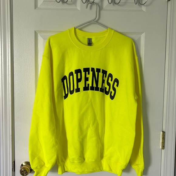 Gildan Tops - Neon yellow sweatshirt with bold print.